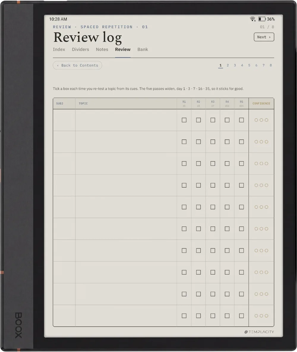 The Planner · Cornell Notes Boox Note Air4 C page 2