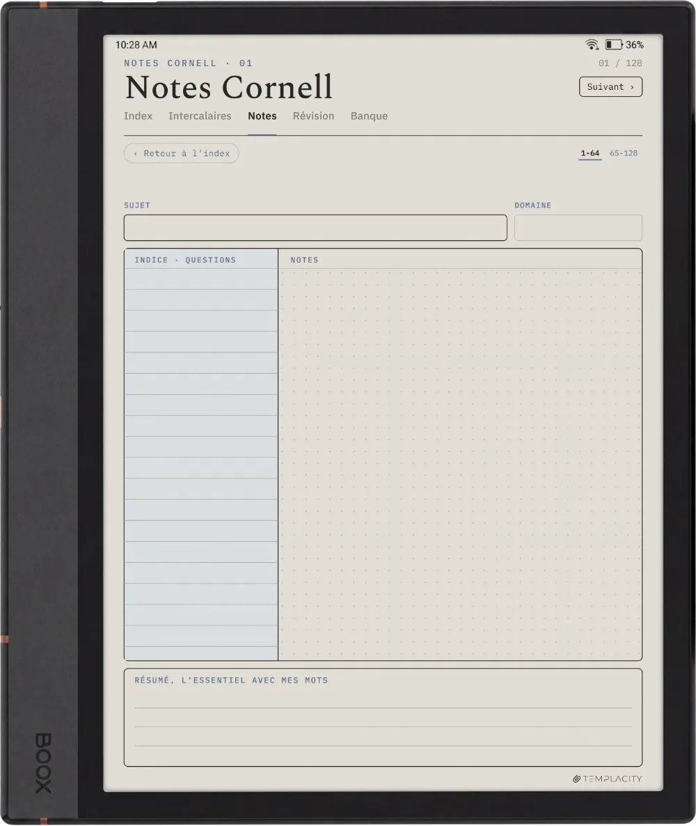 The Planner · Cornell Notes Boox Note Air4 C page 1