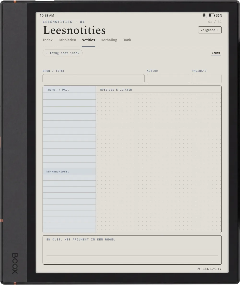The Planner · Cornell-notities Boox Note Air4 C pagina 5