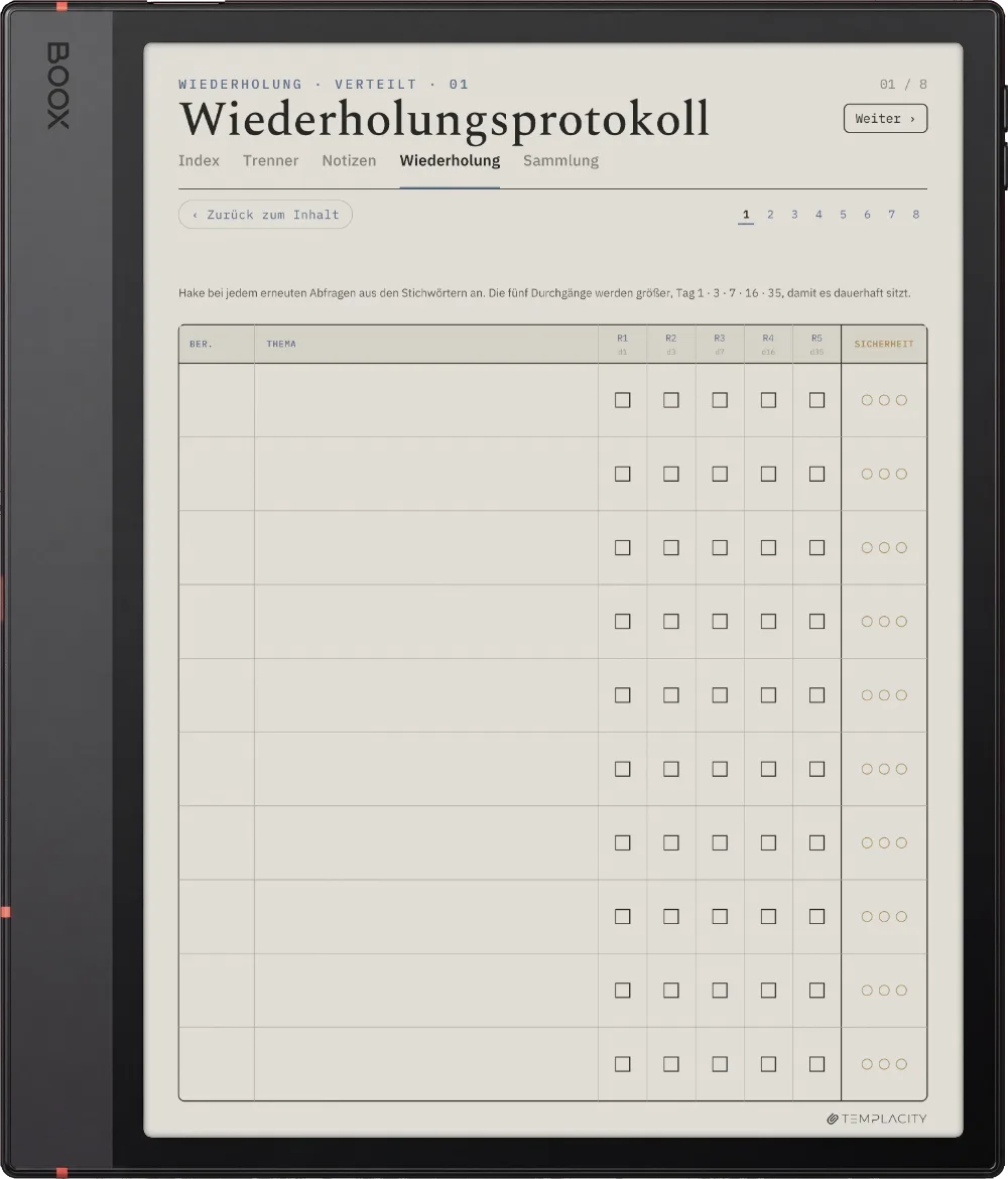 The Planner · Cornell-Notizen Boox Note Air5 C Seite 2