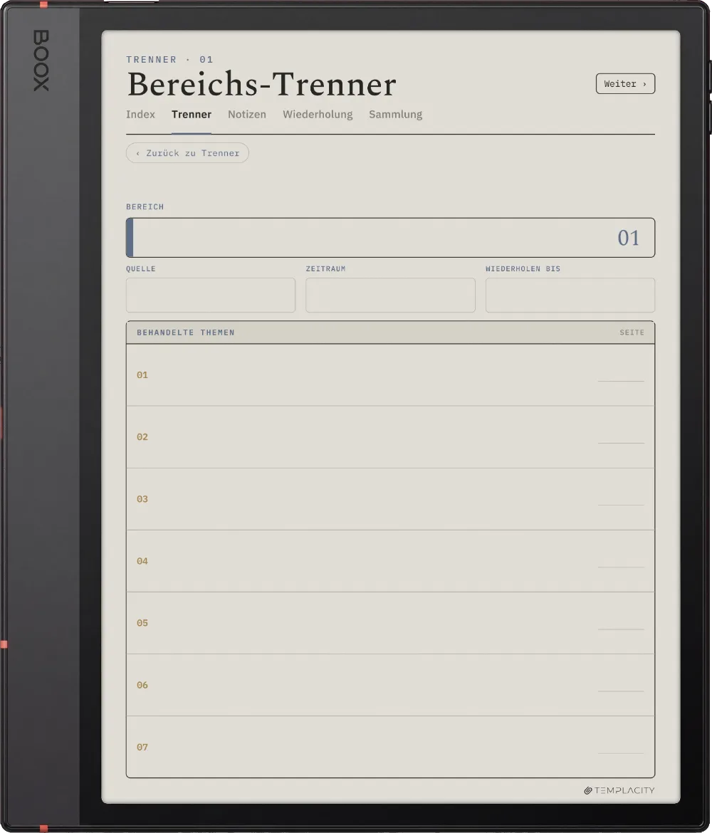 The Planner · Cornell-Notizen Boox Note Air5 C Seite 4