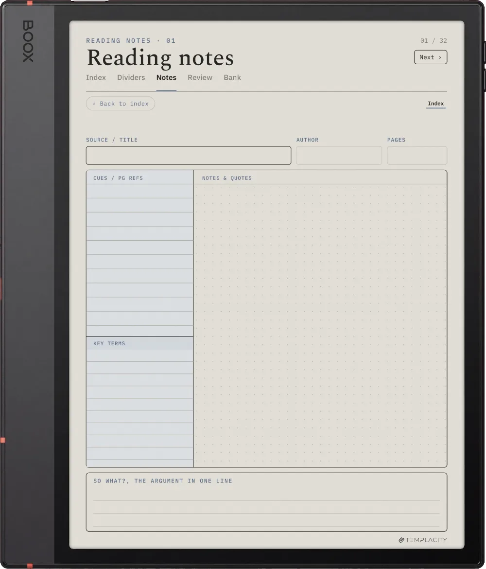 The Planner · Cornell Notes Boox Note Air5 C page 5