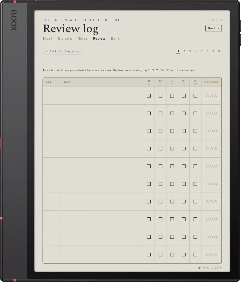 The Planner · Cornell Notes Boox Note Air5 C page 2