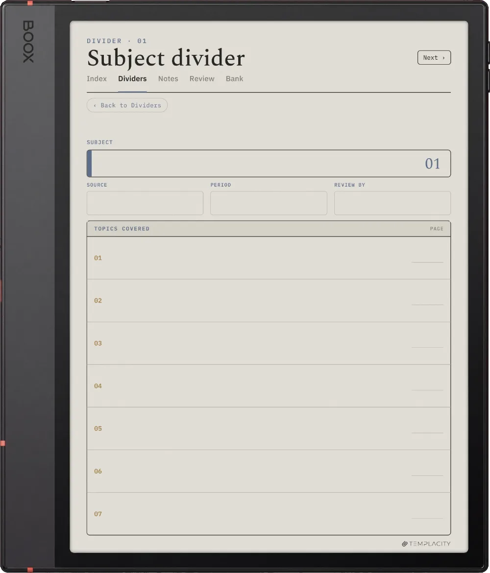 The Planner · Cornell Notes Boox Note Air5 C page 4