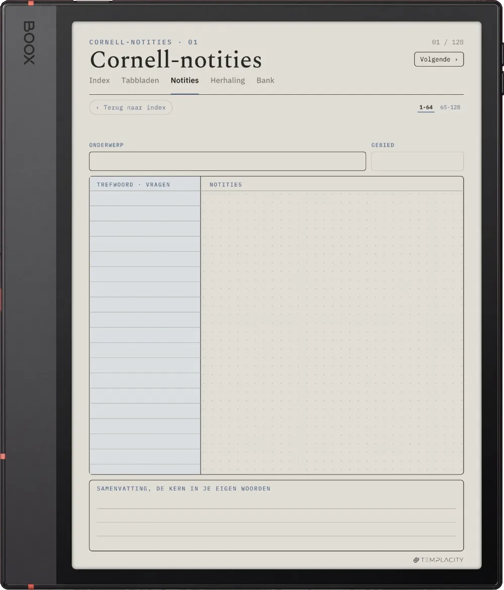 The Planner · Cornell-notities Boox Note Air5 C pagina 1