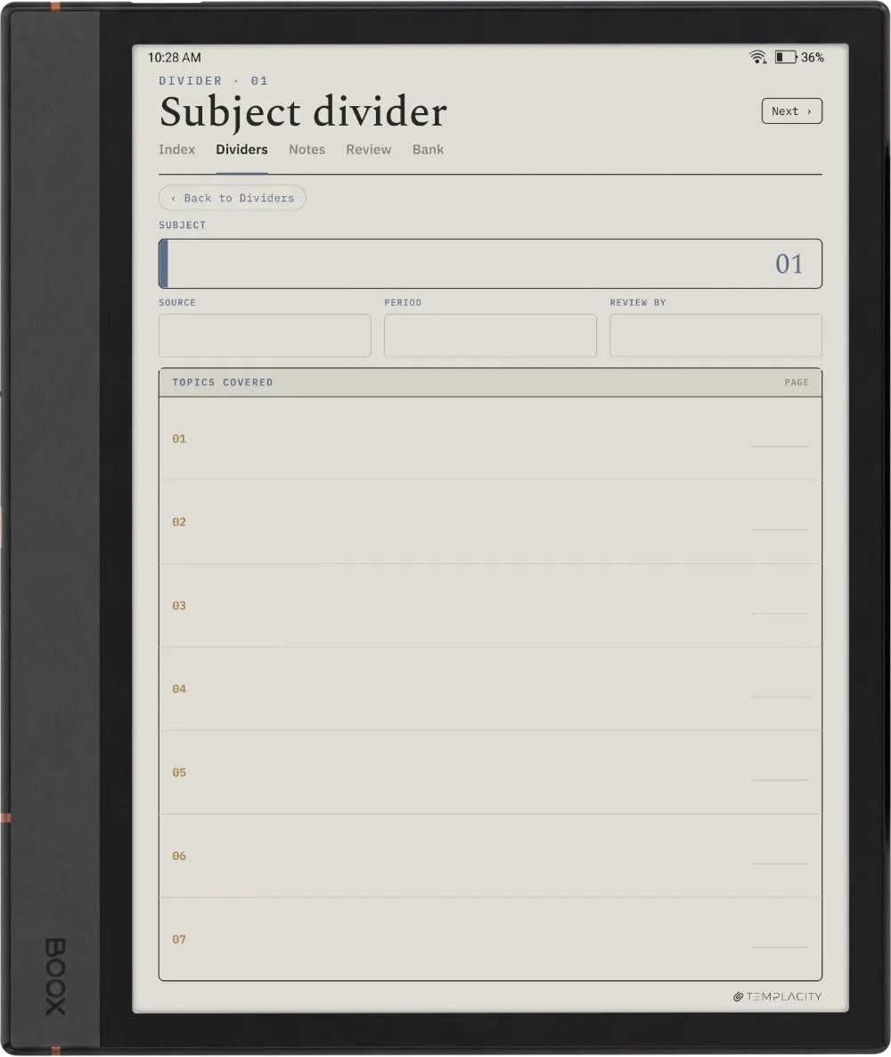 The Planner · Cornell Notes Boox Note Max page 4