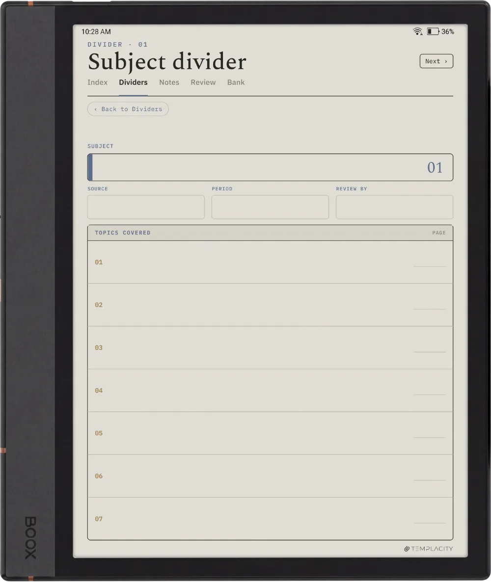 The Planner · Cornell Notes Boox Note Max page 4