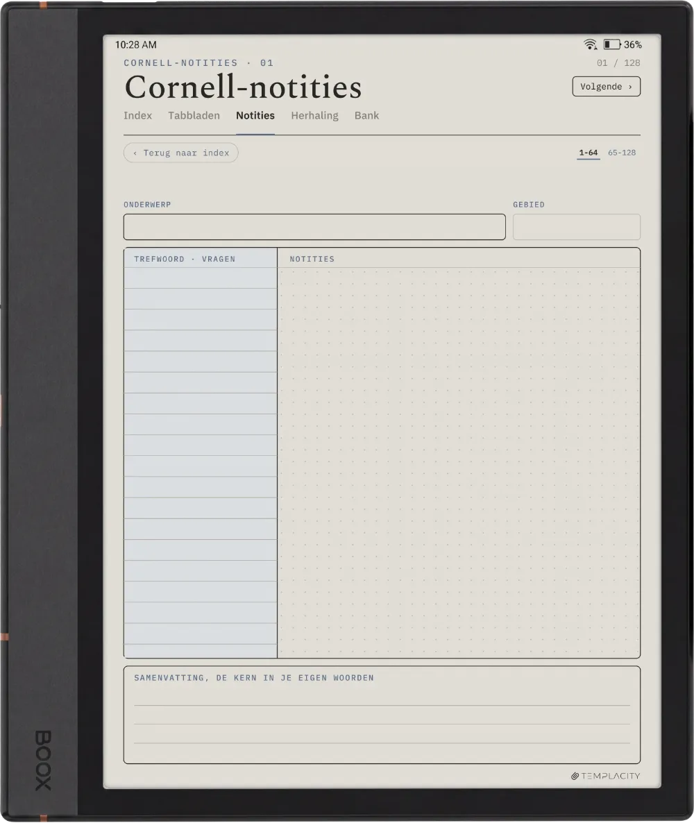 The Planner · Cornell-notities Boox Note Max pagina 1