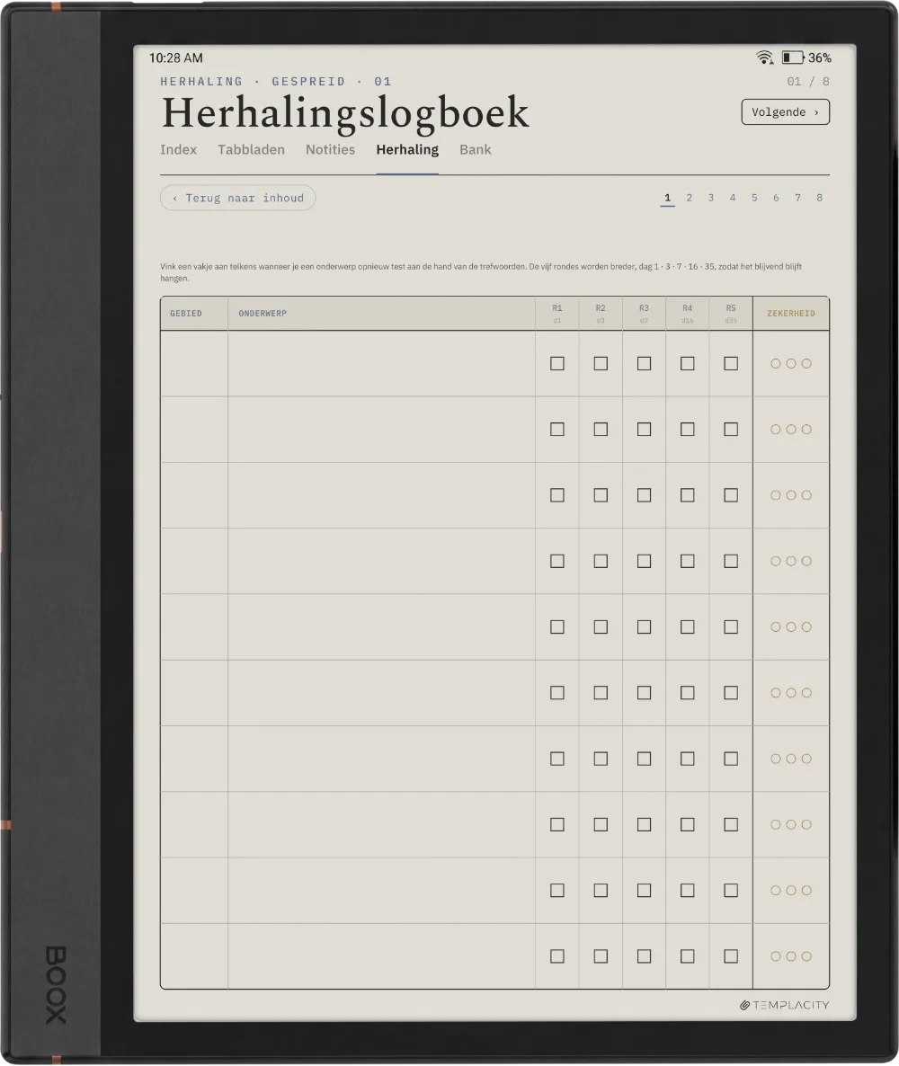 The Planner · Cornell-notities Boox Note Max pagina 2