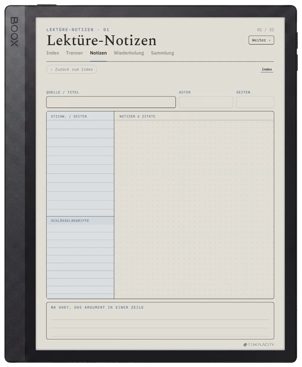 The Planner · Cornell-Notizen Boox Tab Ultra C Pro Seite 5