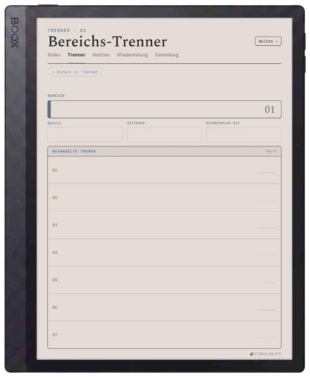 The Planner · Cornell-Notizen Boox Tab Ultra C Pro Seite 4