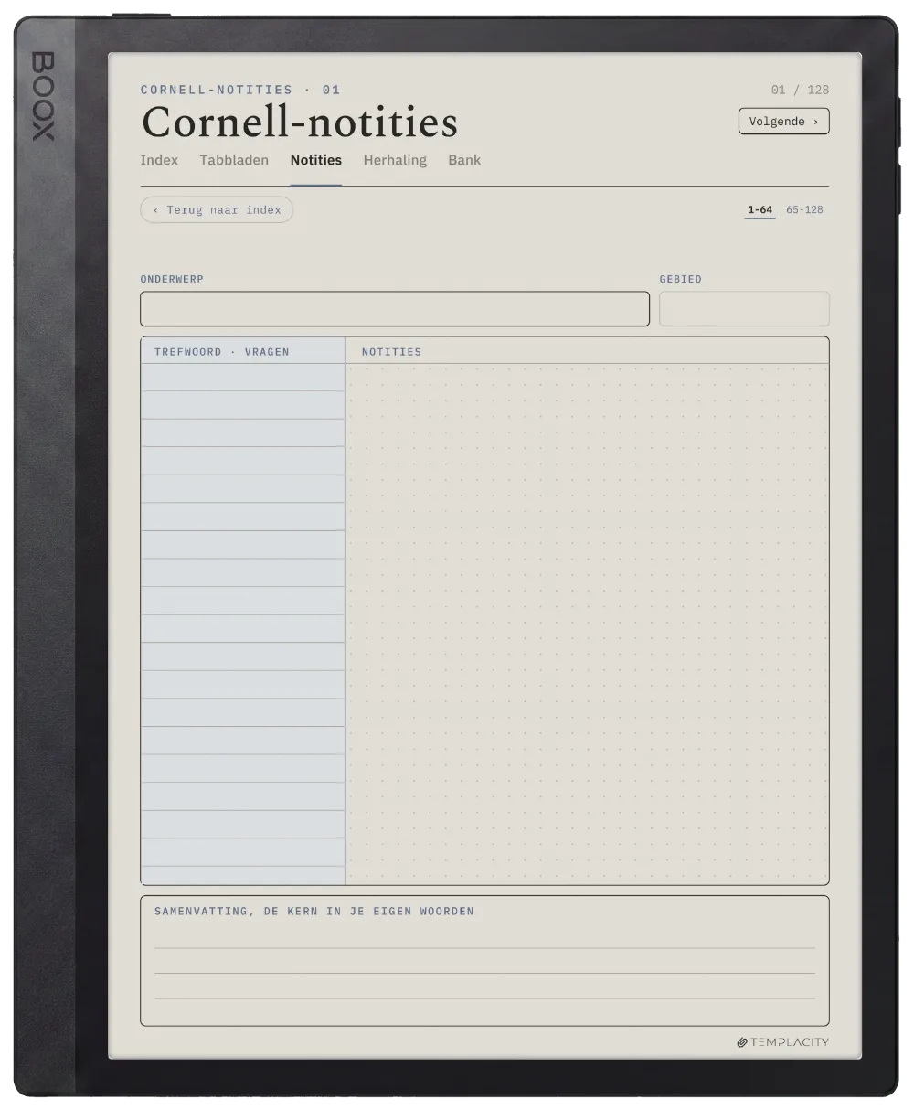 The Planner De indeling