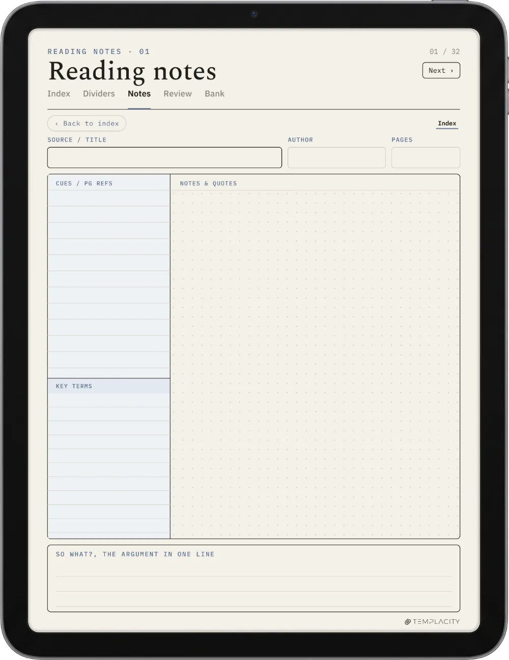 The Planner · Cornell Notes iPad page 5
