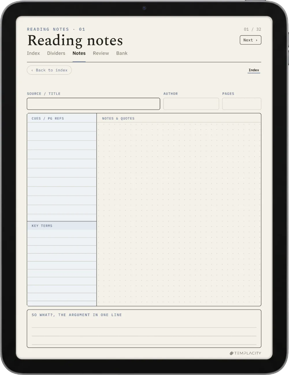 The Planner · Cornell Notes iPad page 5