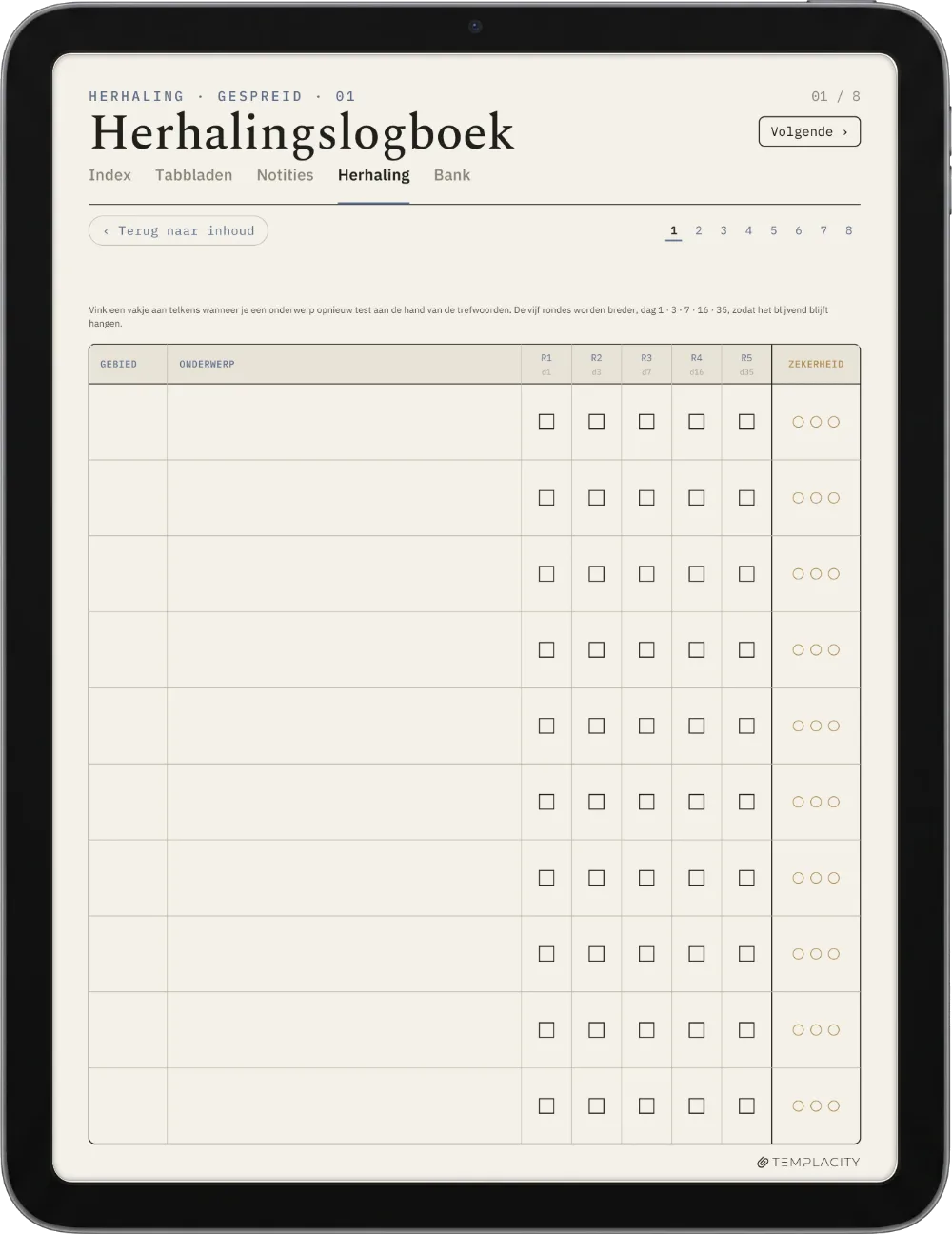 The Planner · Cornell-notities iPad pagina 2
