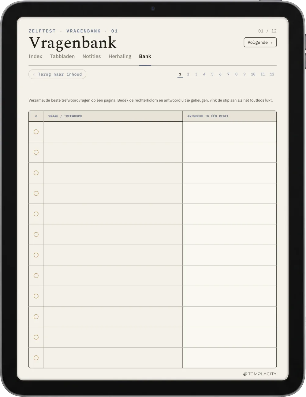The Planner · Cornell-notities iPad pagina 3