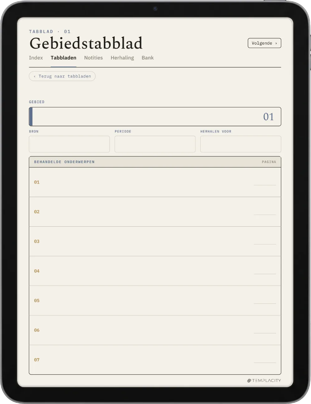 The Planner · Cornell-notities iPad pagina 4
