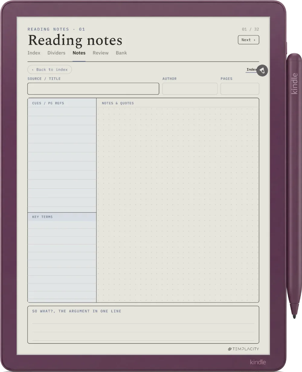The Planner · Cornell Notes Kindle Scribe Colorsoft page 5