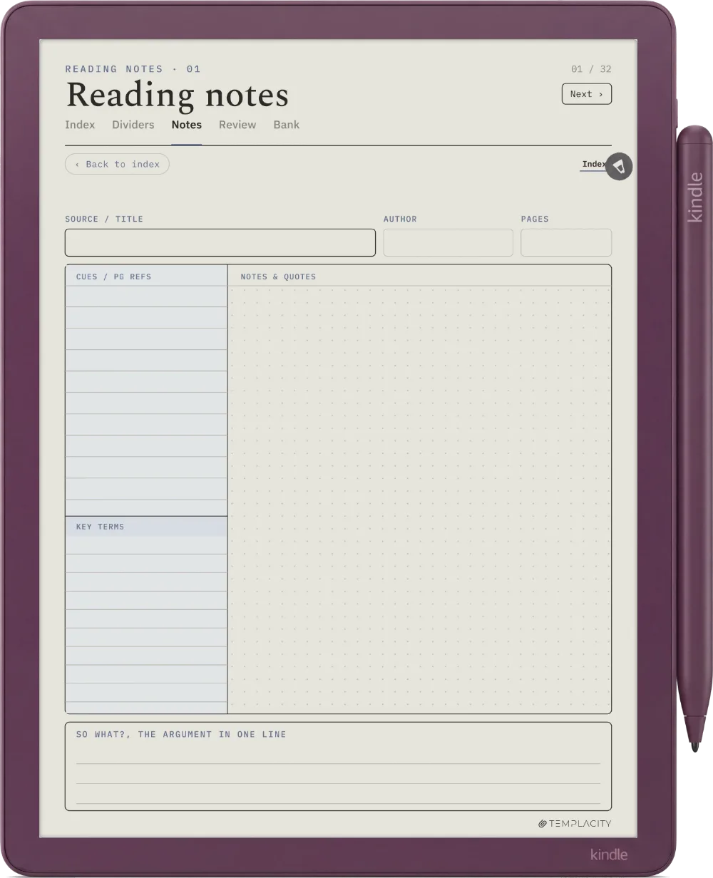 The Planner · Cornell Notes Kindle Scribe Colorsoft page 5