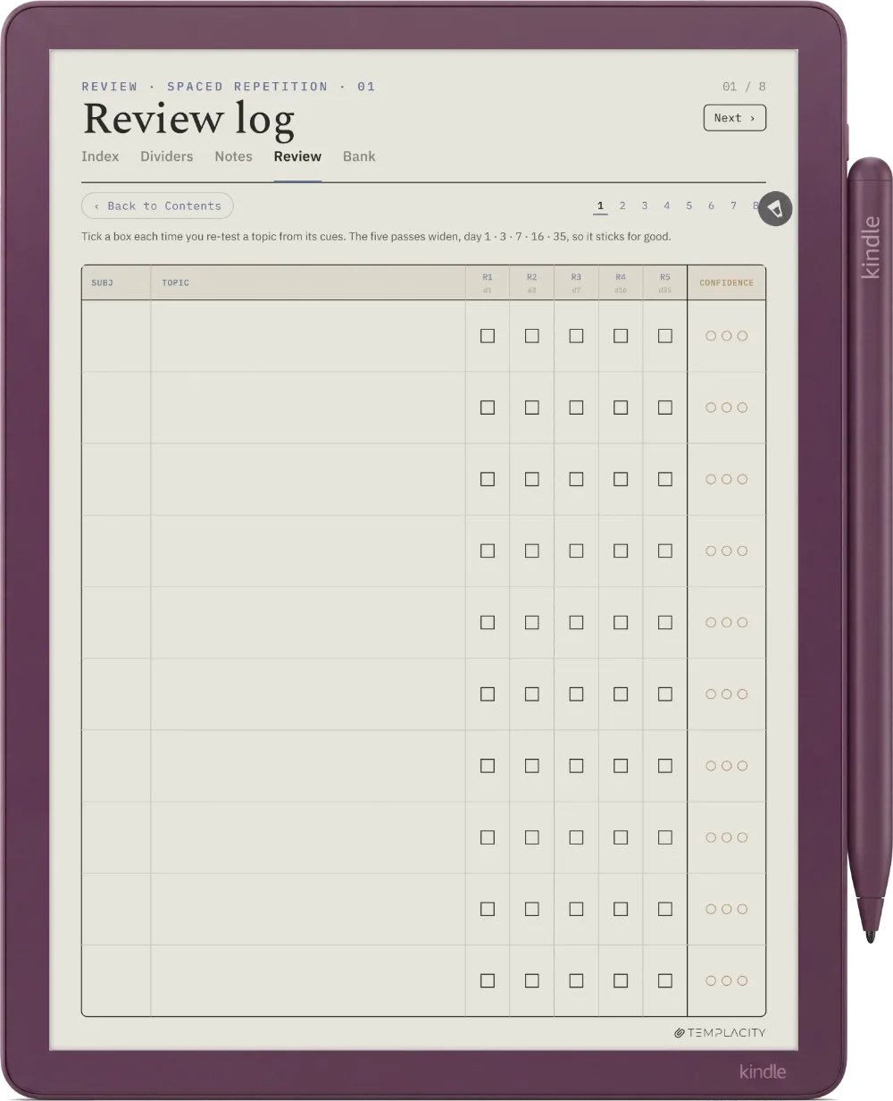The Planner · Cornell Notes Kindle Scribe Colorsoft page 2