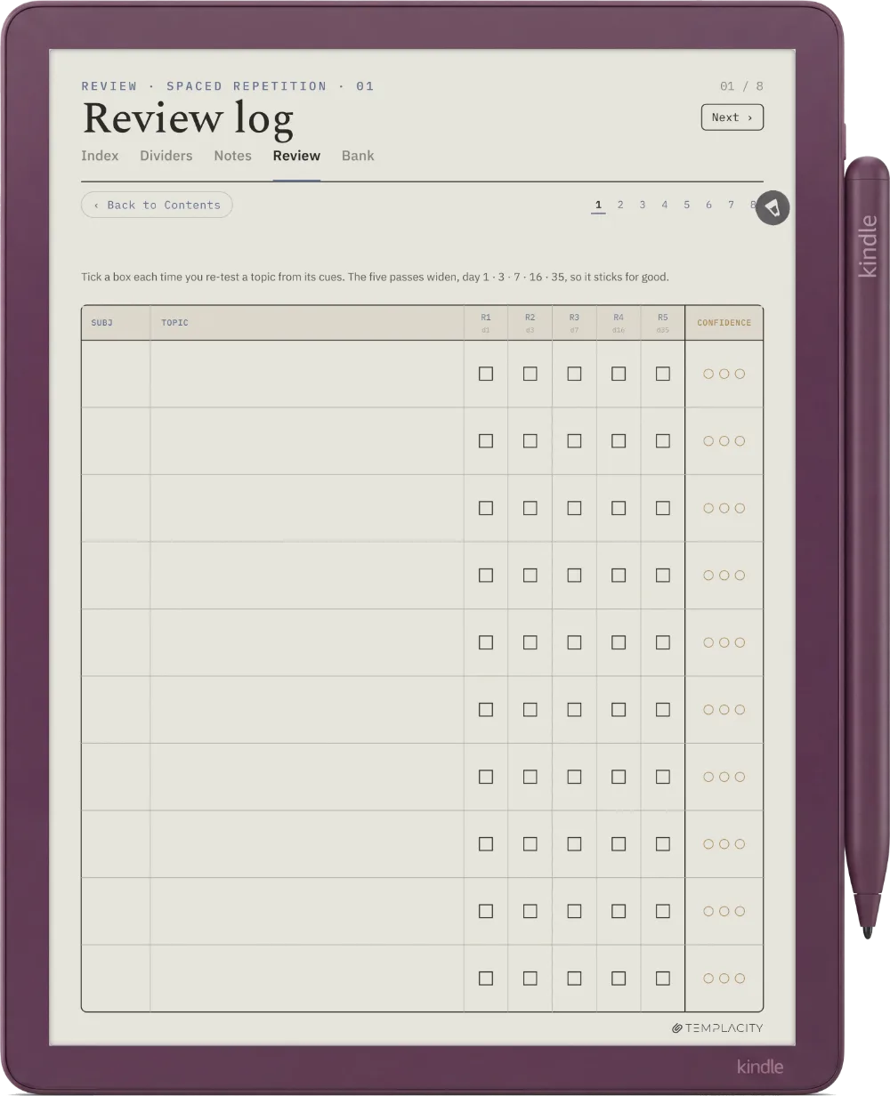 The Planner · Cornell Notes Kindle Scribe Colorsoft page 2