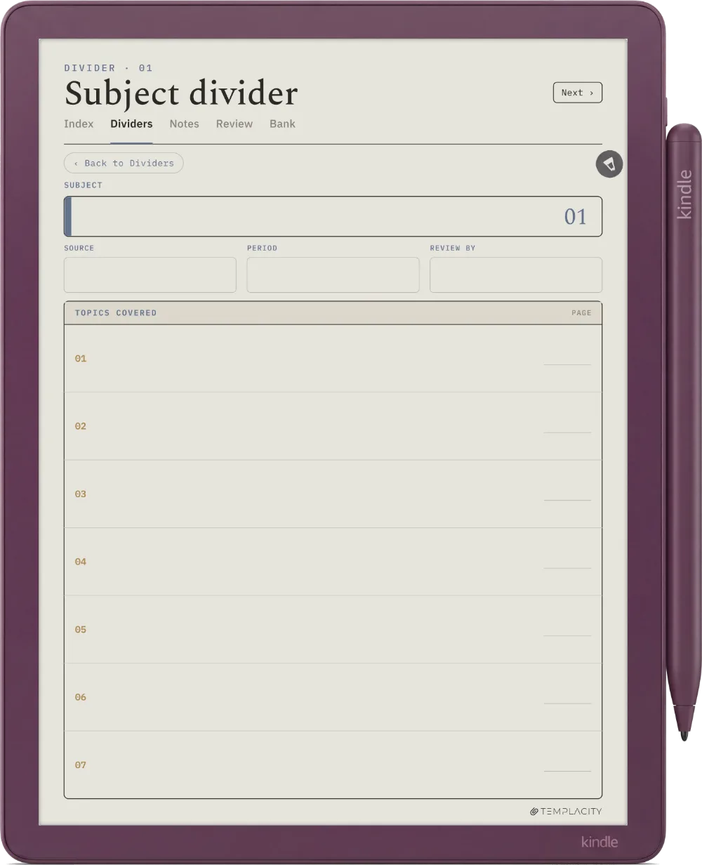 The Planner · Cornell Notes Kindle Scribe Colorsoft page 4
