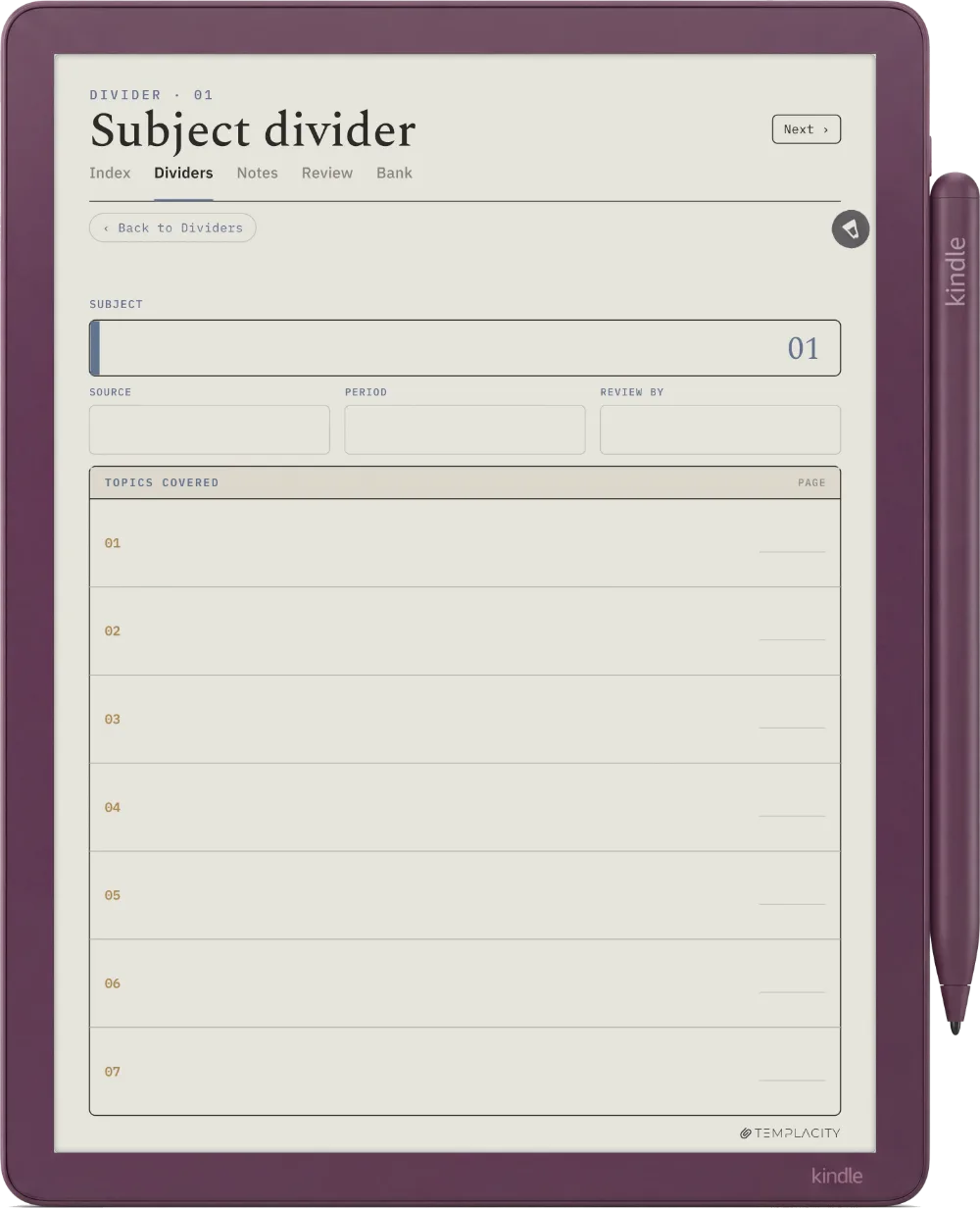 The Planner · Cornell Notes Kindle Scribe Colorsoft page 4