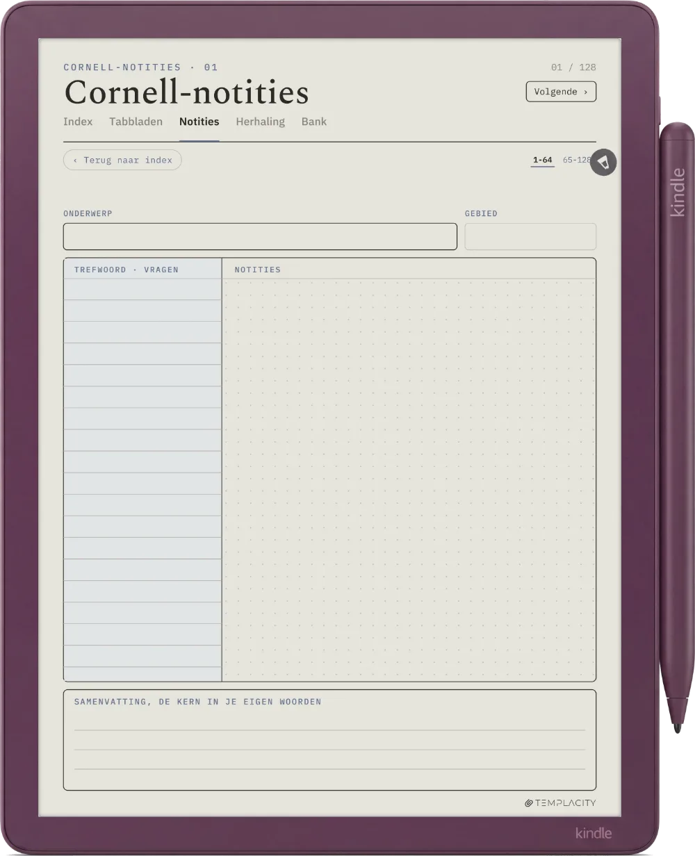 The Planner De indeling