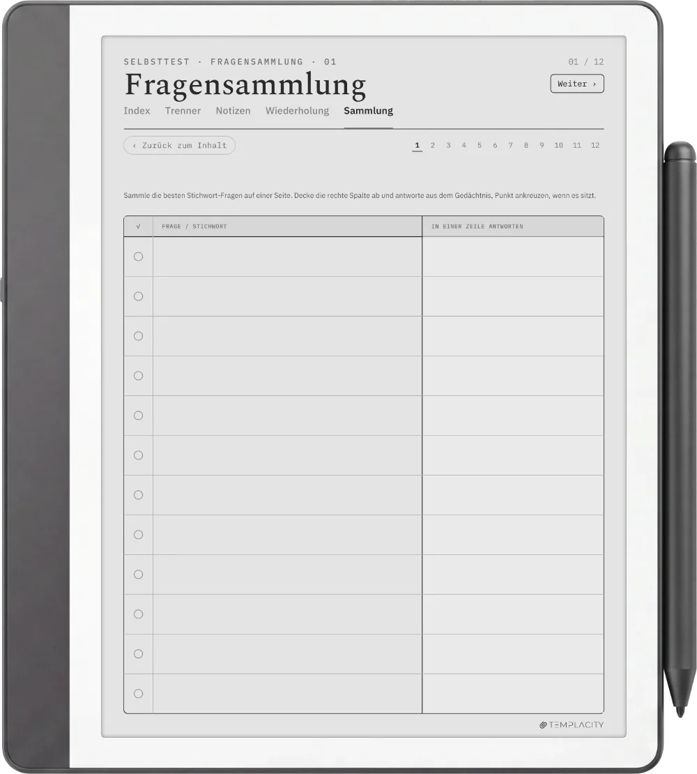 The Planner · Cornell-Notizen Kindle Scribe Seite 3