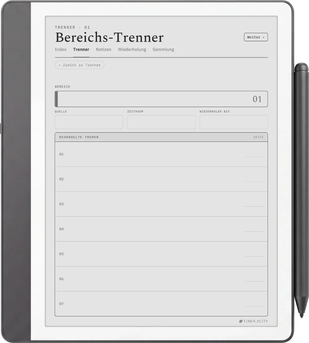 The Planner · Cornell-Notizen Kindle Scribe Seite 4
