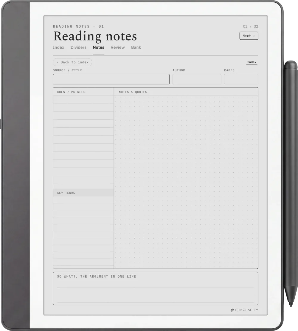 The Planner · Cornell Notes Kindle Scribe page 5