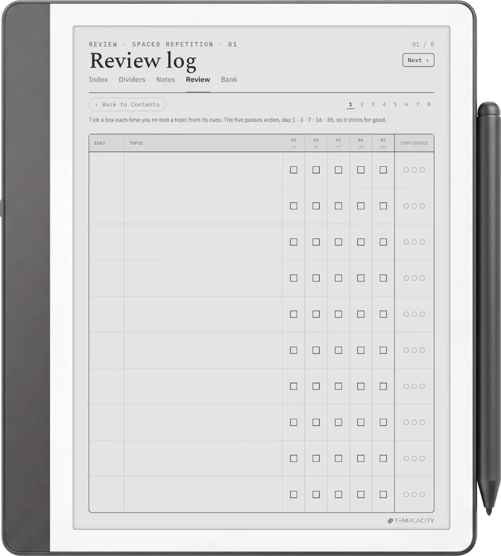 The Planner · Cornell Notes Kindle Scribe page 2