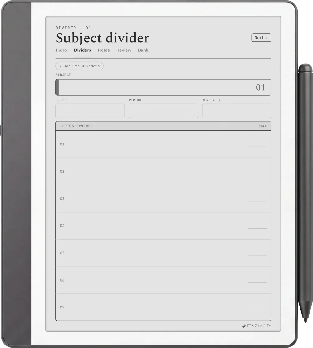 The Planner · Cornell Notes Kindle Scribe page 4