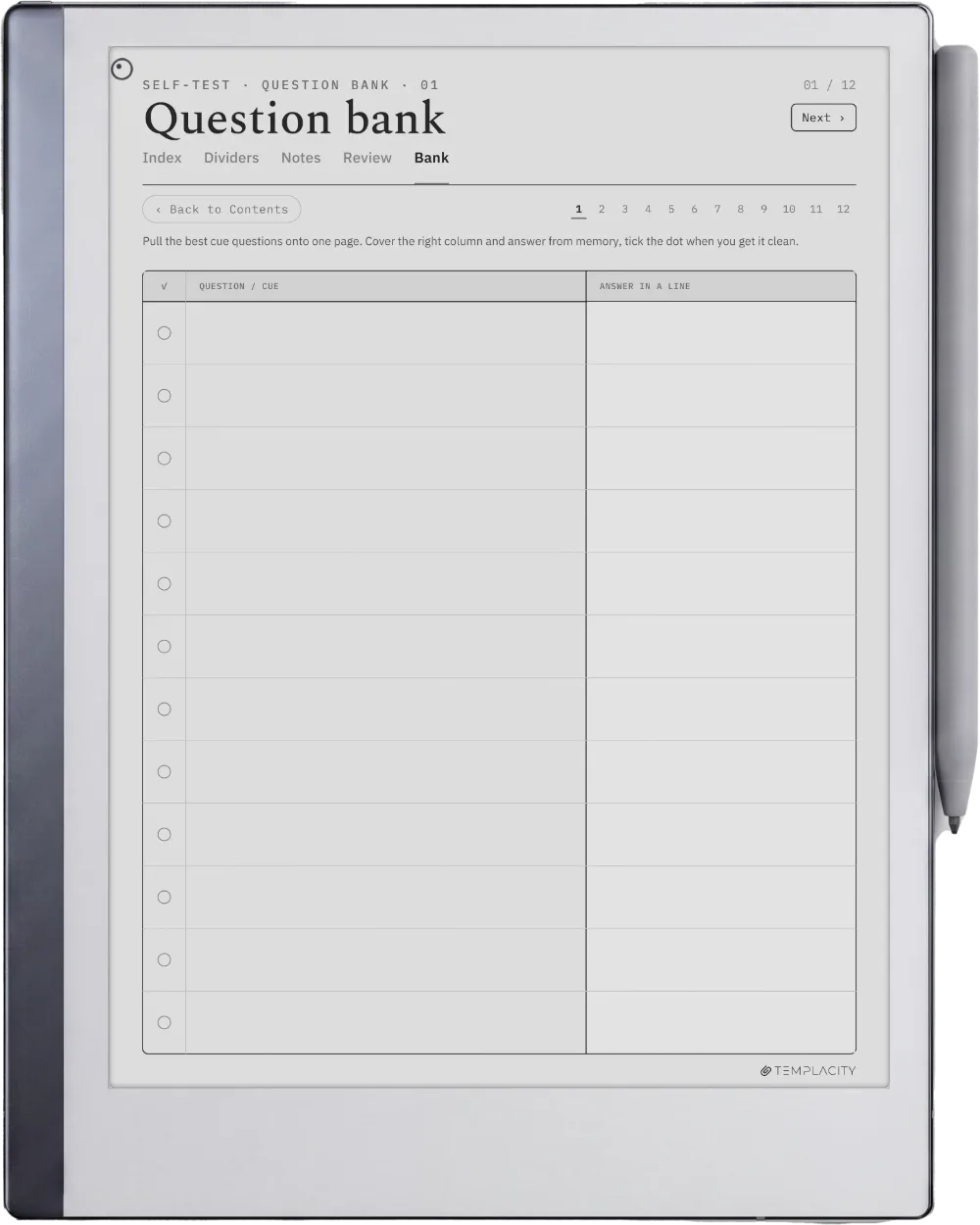 The Planner · Cornell Notes reMarkable 2 page 3