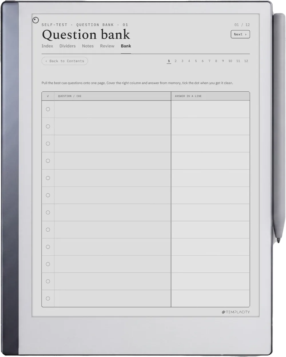 The Planner · Cornell Notes reMarkable 2 page 3