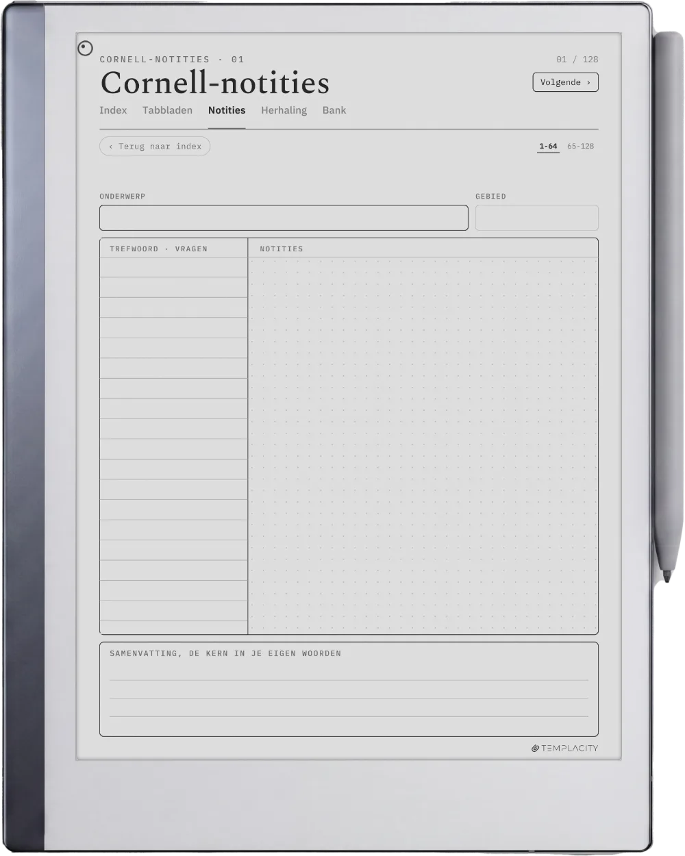 The Planner De indeling