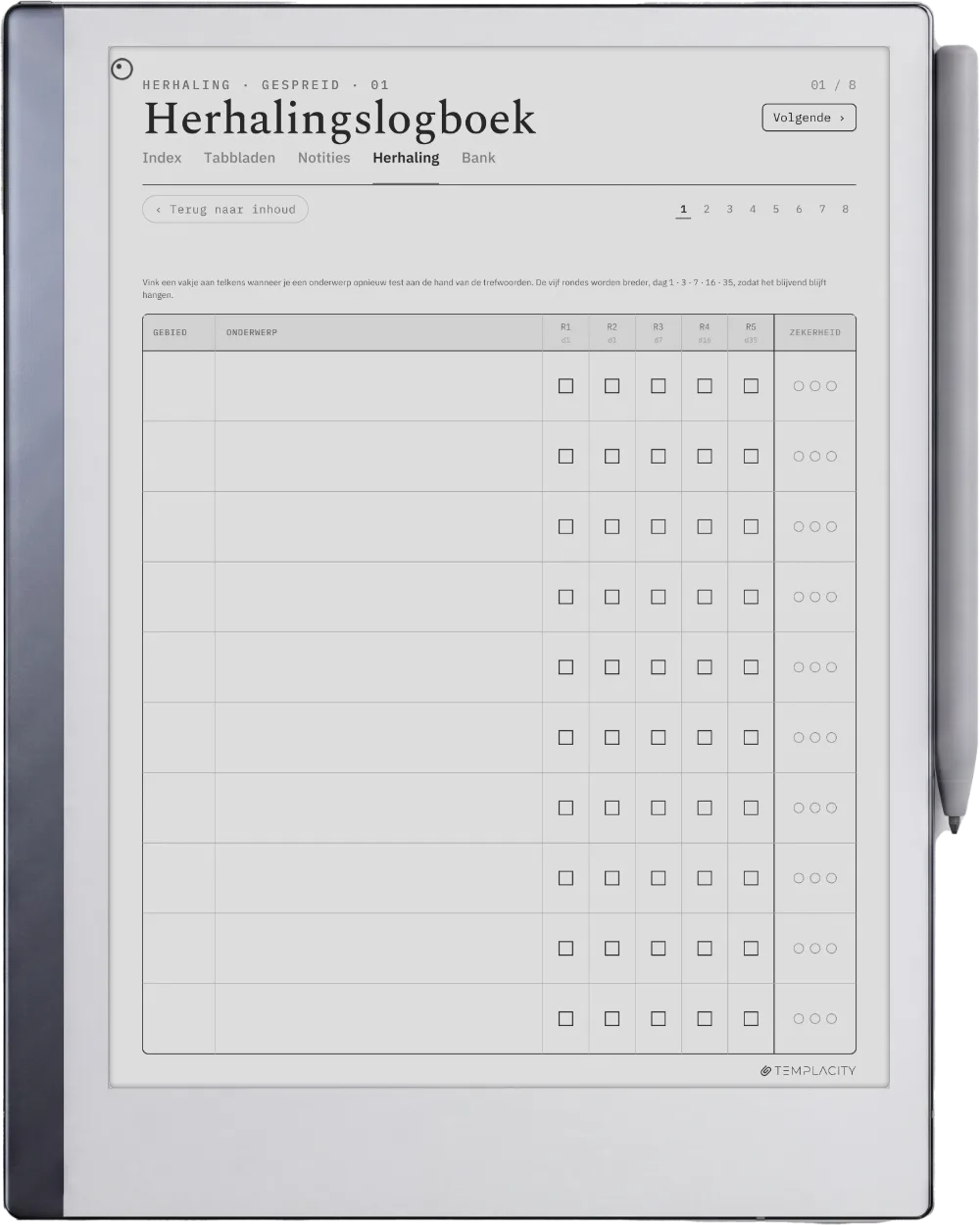 The Planner · Cornell-notities reMarkable 2 pagina 2