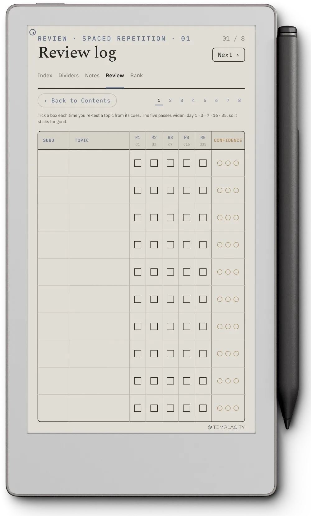 The Planner · Cornell Notes reMarkable Paper Pro Move page 2