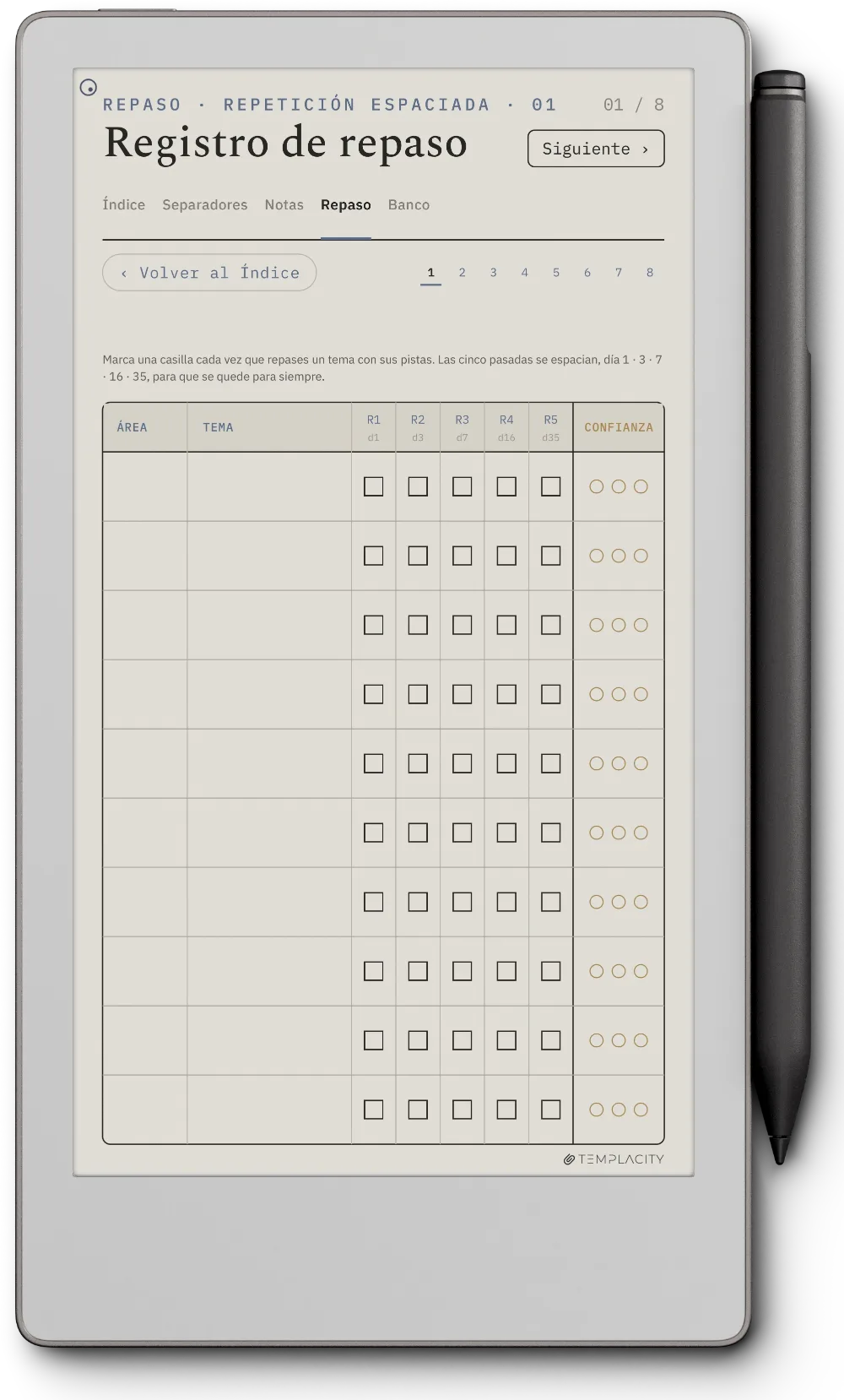 The Planner · Notas Cornell reMarkable Paper Pro Move página 2