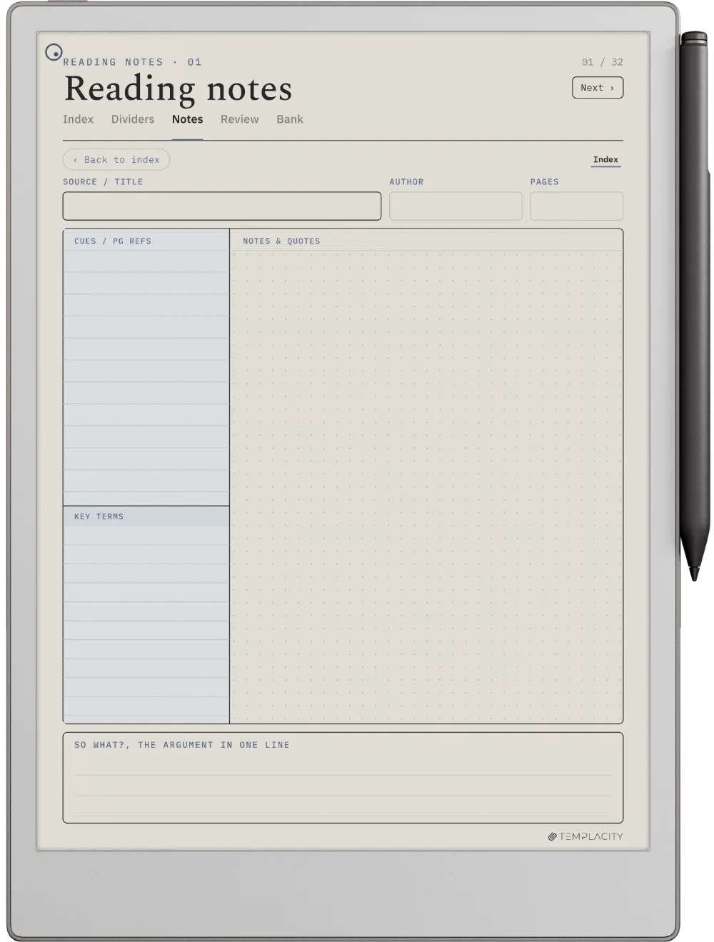Cornell Notes reMarkable Paper Pro page 5