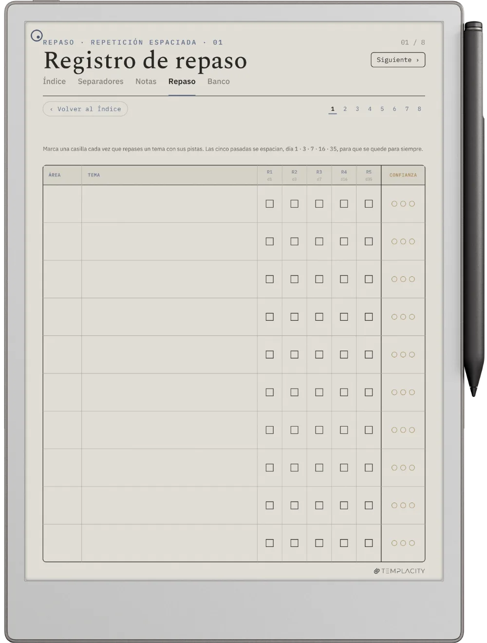 The Planner · Notas Cornell reMarkable Paper Pro página 2