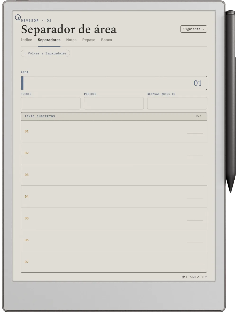 The Planner · Notas Cornell reMarkable Paper Pro página 4