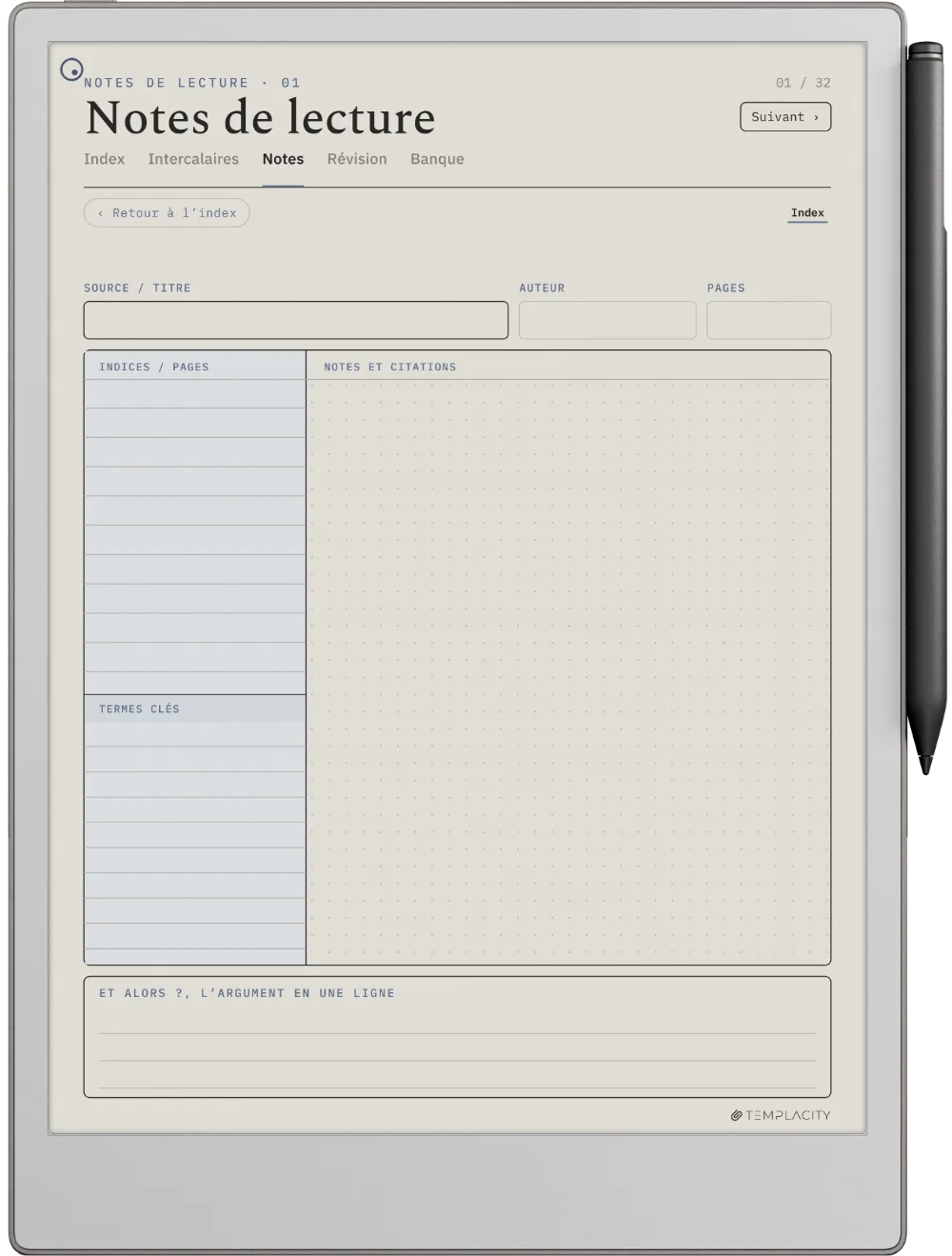 The Planner · Cornell Notes reMarkable Paper Pro page 5