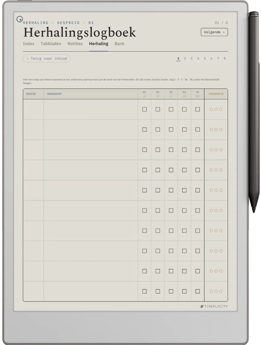 The Planner · Cornell-notities reMarkable Paper Pro pagina 2