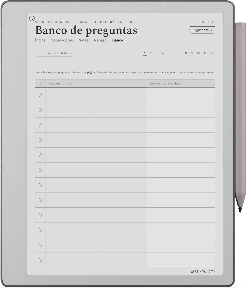 The Planner · Notas Cornell reMarkable Paper Pure página 3