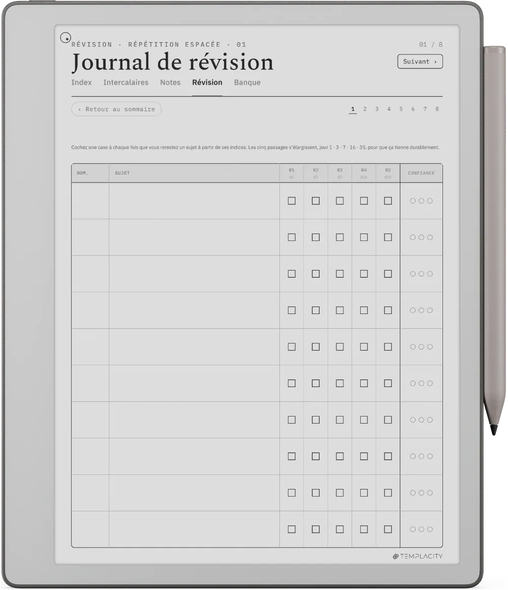 The Planner · Cornell Notes reMarkable Paper Pure page 2