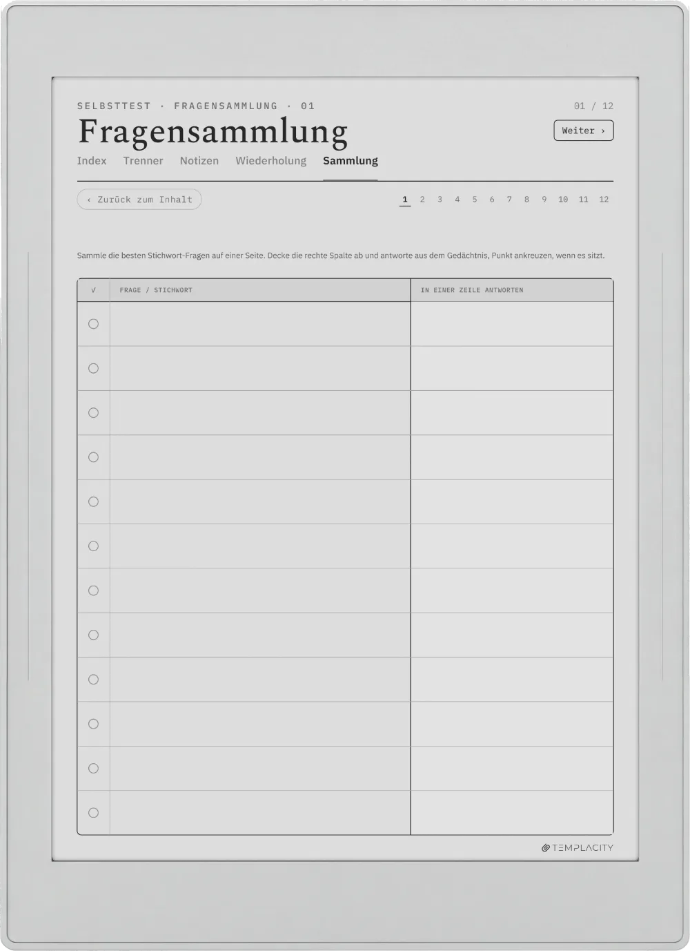 The Planner · Cornell-Notizen Supernote Nomad Seite 3