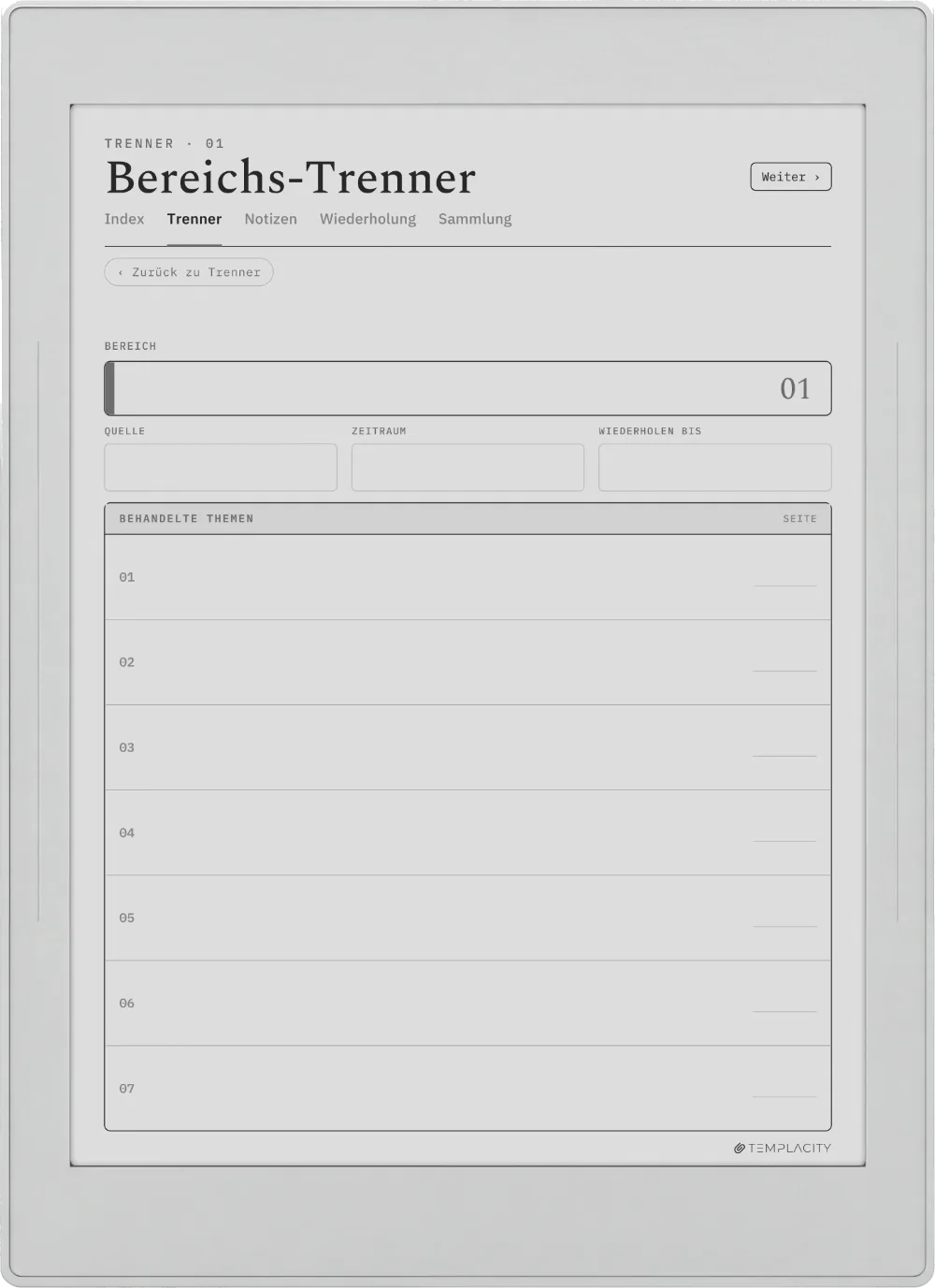The Planner · Cornell-Notizen Supernote Nomad Seite 4