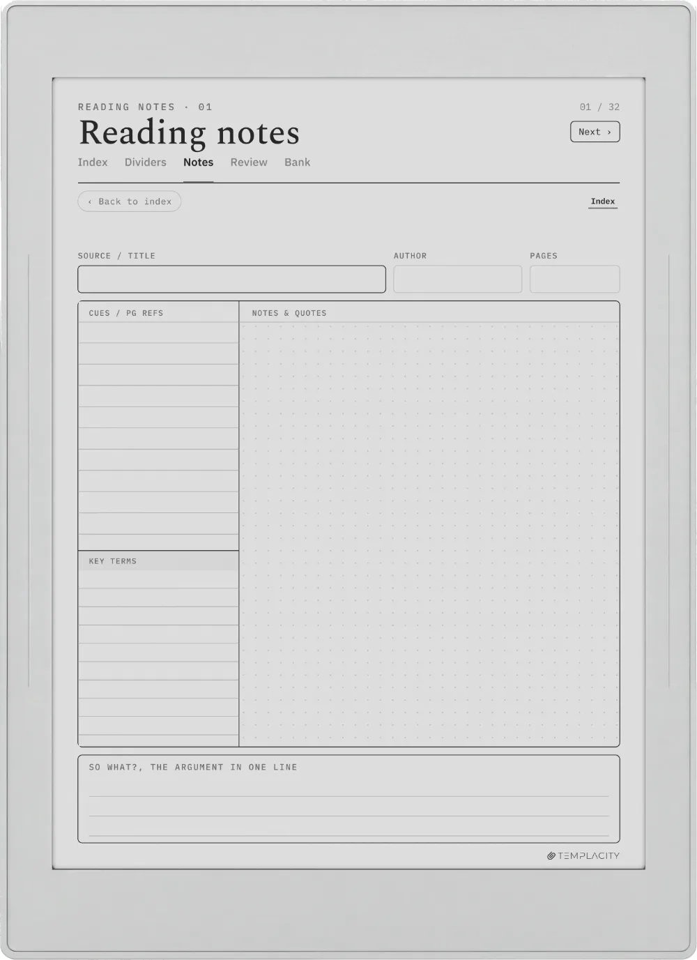 The Planner · Cornell Notes Supernote Nomad page 5