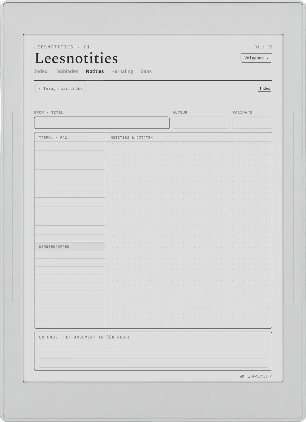 The Planner · Cornell-notities Supernote Nomad pagina 5